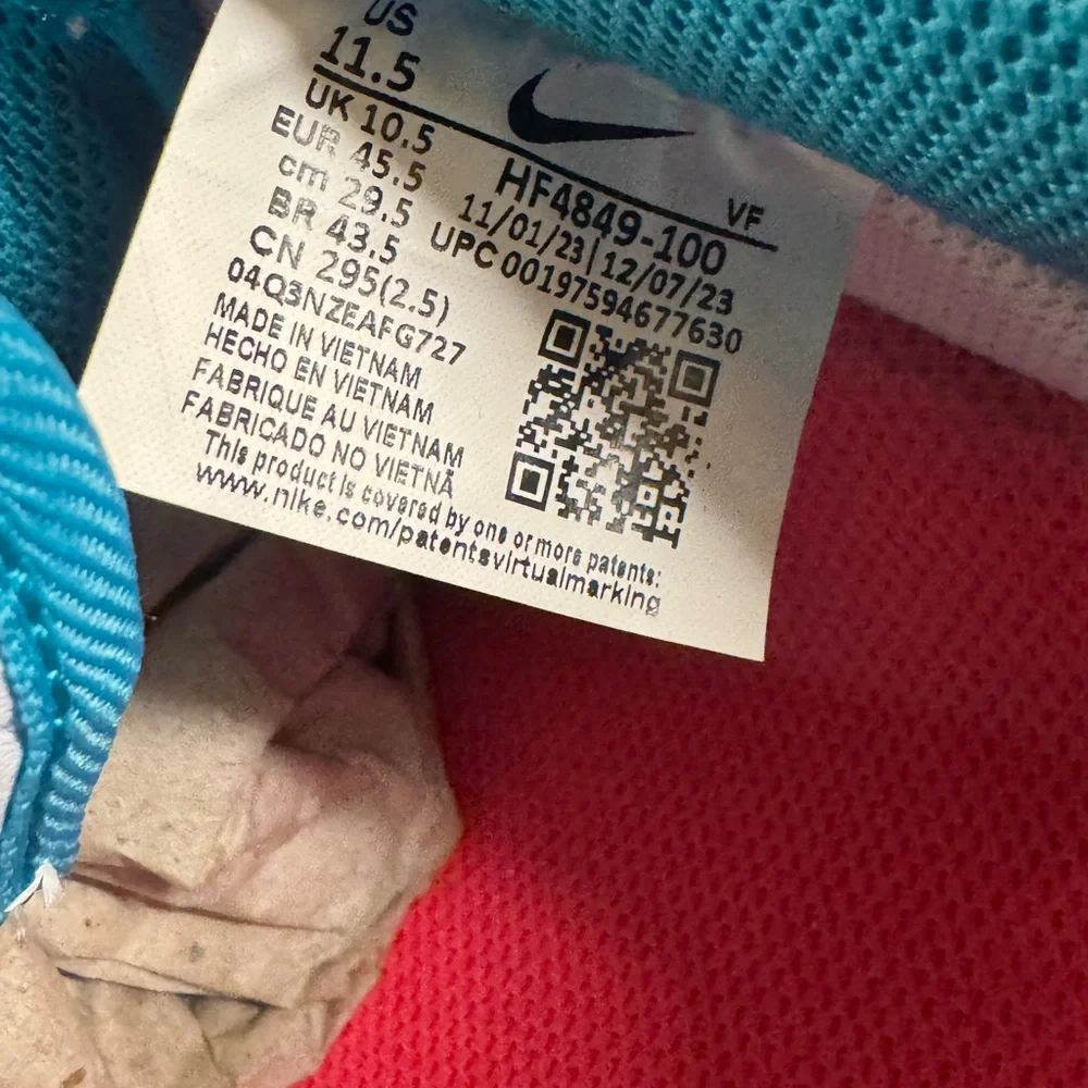 Nike Air Force 1 '07 Shoes Men Size 11.5 White Thunder Blue Pink HF4849-100 New - Picture 8 of 9